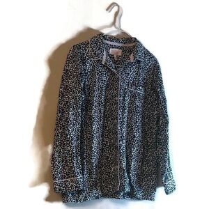 Victoria's Secret Women's 2 Piece Pajamas Leopard Print Black White Sz M.